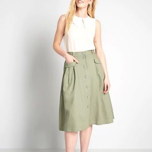 ModCloth Effortless Feature Midi Skirt in Light Green